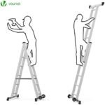 VOUNOT Échafaudage Aluminium 3 En 1 Échelle Stable Multifonction avec Plateforme de Travail  120 x 40cm Charge Max 150KG 6 Postions Échafaudage Mobile sur Roues avec Support à Outils – Image 3