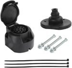 Qiping kit Prise Remorque 13 Broches Femelle, Connecteur Fiche d'attelage 13 Pole Imperméable - Noir