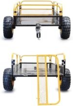 Wiltec Remorque basculante – 2100 x 1200 x 70 mm – capacité 450 kg – en Acier – avec Grille et Parois Amovibles – pour Tondeuse autoportée ATV Jardinage Transport – Image 3