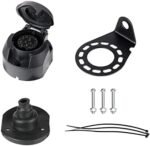 BEIJISTAR Kit de Prise Remorque 13 Broches avec Joint en Caoutchou et Support de Montage en Métal, 12V Étanche Connecteur Prise Remorque Femelle, pour Caravane Voitures RV Bateau