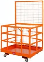 VEVOR Cage de Sécurité Chariots Élévateurs Capacité 635 kg Nacelle Plate-forme de Travail 114,3x109,2x203,2 cm Harnais Sécurité Verrou Drainage Roues Panier Outils Antidérapant pour Travaux en Hauteur – Image 10