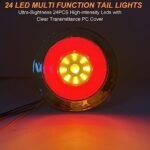 Biqing 4pcs 4" Feux Remorque LED Rond,12V 24V Led Feux Arrière de Remorque Rouge Feux Stop Ambre Indicateur Lamp Avec Lunette Chromée Eclairage pour Remorque Camion Van Remorque RV – Image 3