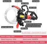 Scie à béton électrique,8980W/9500W Scie Annulaire Haute Fréquence,Machine de Découpe Murale,Profondeur de Coupe 300mm, Coupe sans Poussière, pour Couper Béton,Brique, Lame Diamant 410mm,9500W – Image 7