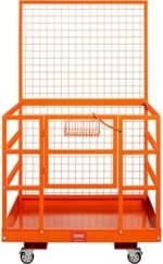 VEVOR Cage de Sécurité Chariots Élévateurs Capacité 635 kg Nacelle Plate-forme de Travail 114,3x109,2x203,2 cm Harnais Sécurité Verrou Drainage Roues Panier Outils Antidérapant pour Travaux en Hauteur – Image 9