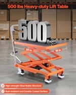 VEVOR Table Élévatrice Hydraulique, Capacité 226,8 kg, Chariot à Table Élévatrice Double Ciseaux, Hauteur de Levage 300-1200 mm, 4 Roues et Patin Antidérapant, pour Manutention, Transport de Matériaux – Image 2