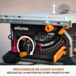 Evolution Power Tools R255TBLX+ Scie de Table avec Support (Nouvelle Génération de Rage 5-S) Lame de Coupe Multi-Matériaux Coupe Bois, Métal, Plastique, Biseau de 45˚, Angle d'onglet de +/- 60˚, 1800w – Image 11