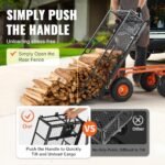 VEVOR Chariot à benne basculante, capacité de charge 399 kg, chariot de jardin en métal robuste avec cadre facile à assembler, poignée convertible 2 en 1, roues 255 mm – Image 3