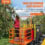 VEVOR Cage de Sécurité Chariots Élévateurs Capacité 635 kg Nacelle Plate-forme de Travail 114,3x109,2x203,2 cm Harnais Sécurité Verrou Drainage Roues Panier Outils Antidérapant pour Travaux en Hauteur – Image 2