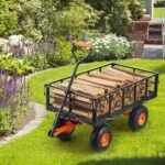 VEVOR Chariot à benne basculante, capacité de charge 399 kg, chariot de jardin en métal robuste avec cadre facile à assembler, poignée convertible 2 en 1, roues 255 mm – Image 8