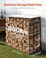 VEVOR Support à bois de chauffage avec toit incliné, range-bûches extérieur métal – Image 3
